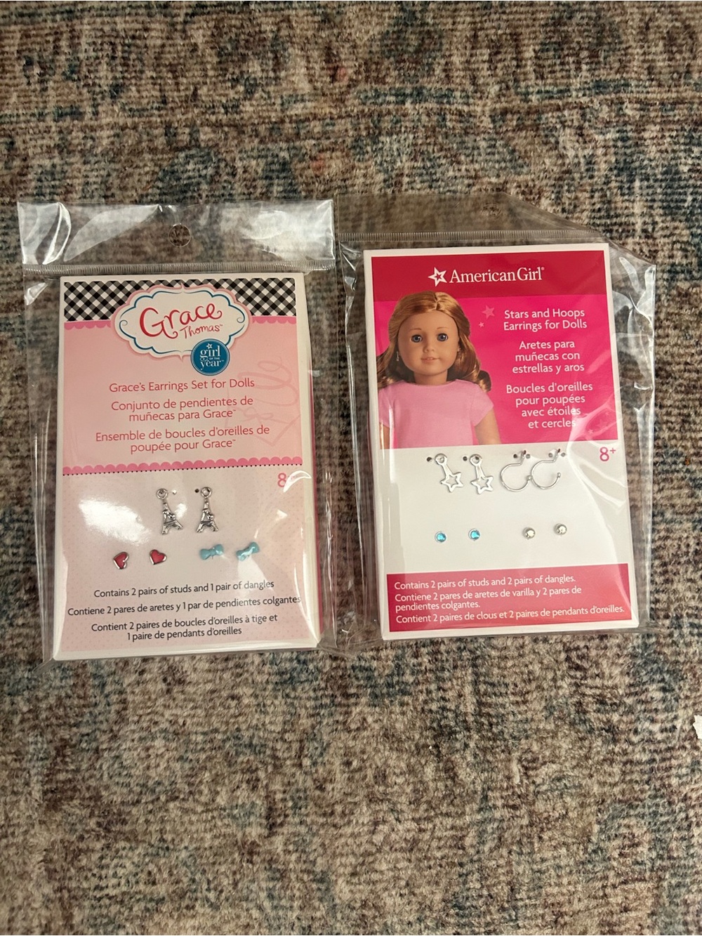 American Girl doll earrings- 2 packs brand new